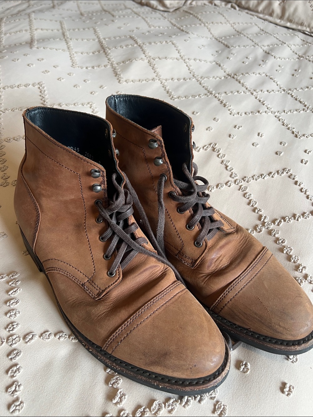Thursday Boot Company Tan Leather Cap-Toe Lace-Up Boots